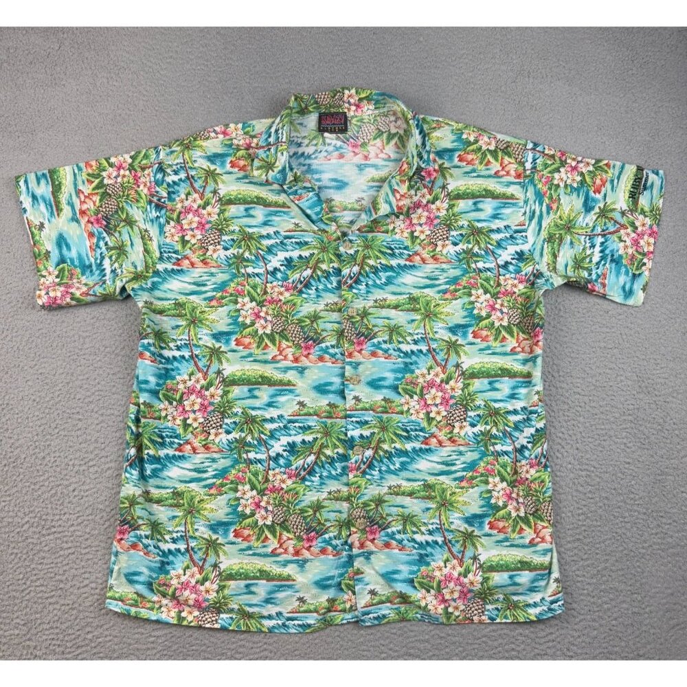 Vintage Tropical Hawaiian Button Shirt Men's Large/XL Ruby Tuesday Summer Lu-Wow - Picture 1 of 6